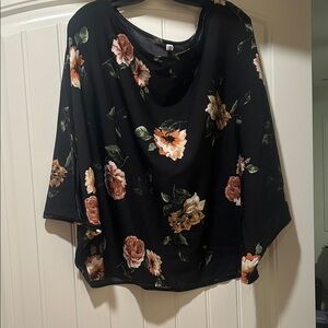 Chic Black Floral Women's Blouse
